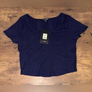 Fashion Nova Navy Ribbed Women's Crop Top